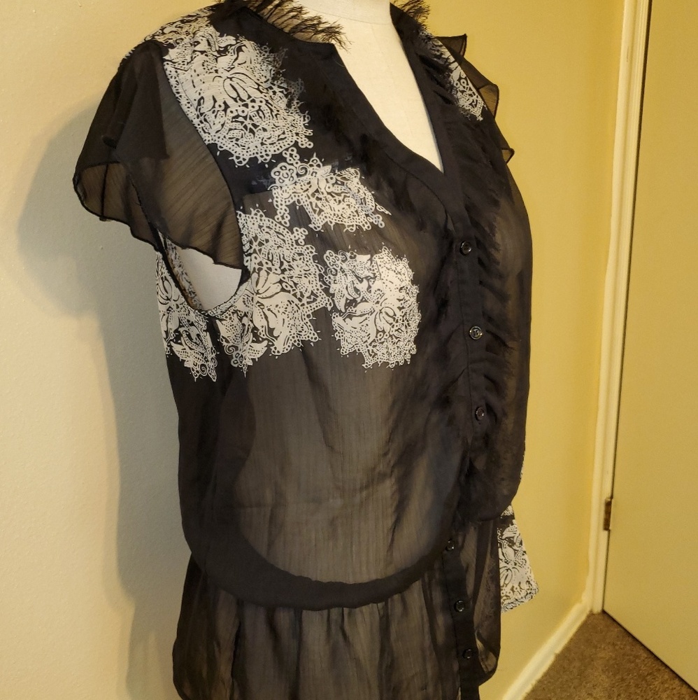 INC Black Sheer Top